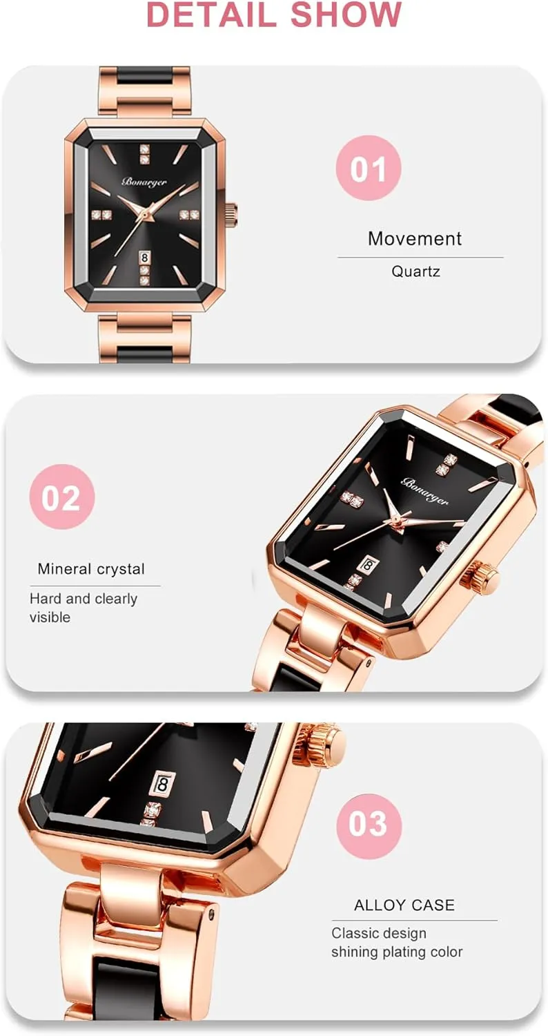 BESTKANG Classic Simplicity Rectangle Women Watches Elegant Ladies Dress Watches with Unique Stainless Steel Band