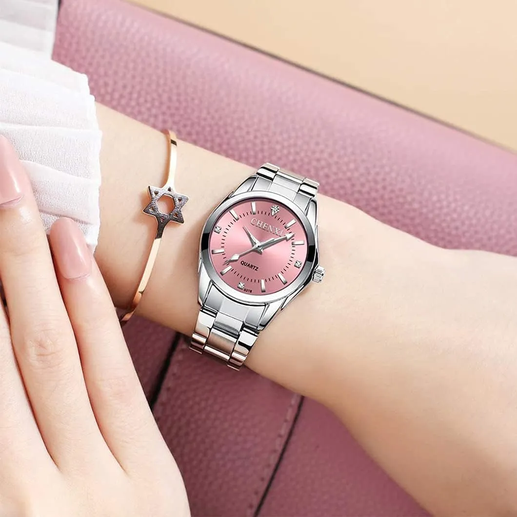 BESTKANG Watches for Women Analog Quartz Silver Stainless Steel Watches Luminous Waterproof Ladies Dress Watch