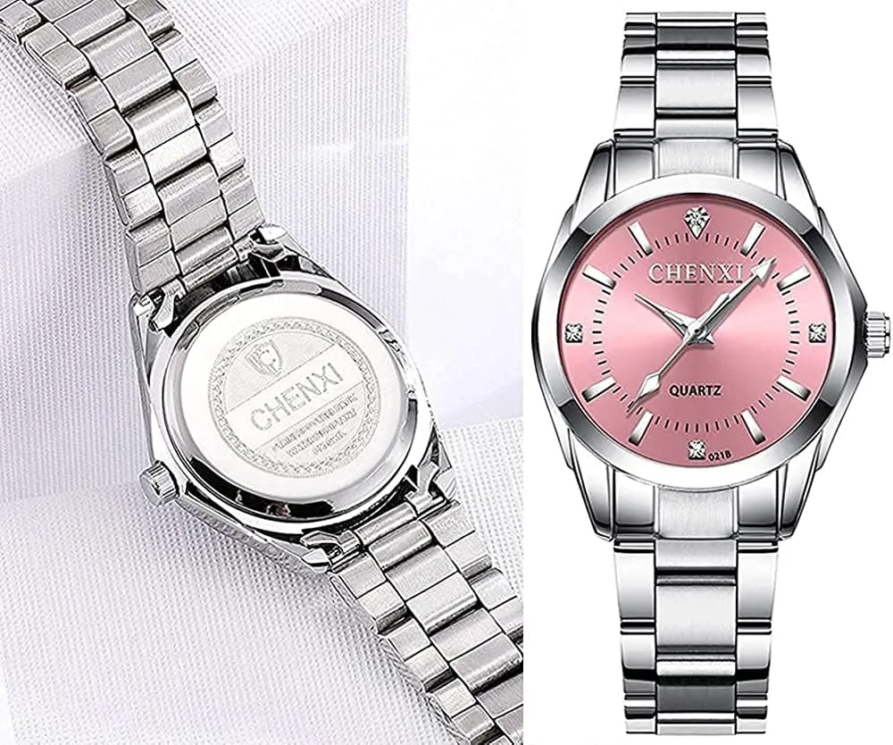 BESTKANG Watches for Women Analog Quartz Silver Stainless Steel Watches Luminous Waterproof Ladies Dress Watch