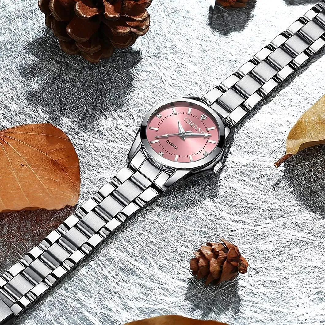 BESTKANG Watches for Women Analog Quartz Silver Stainless Steel Watches Luminous Waterproof Ladies Dress Watch