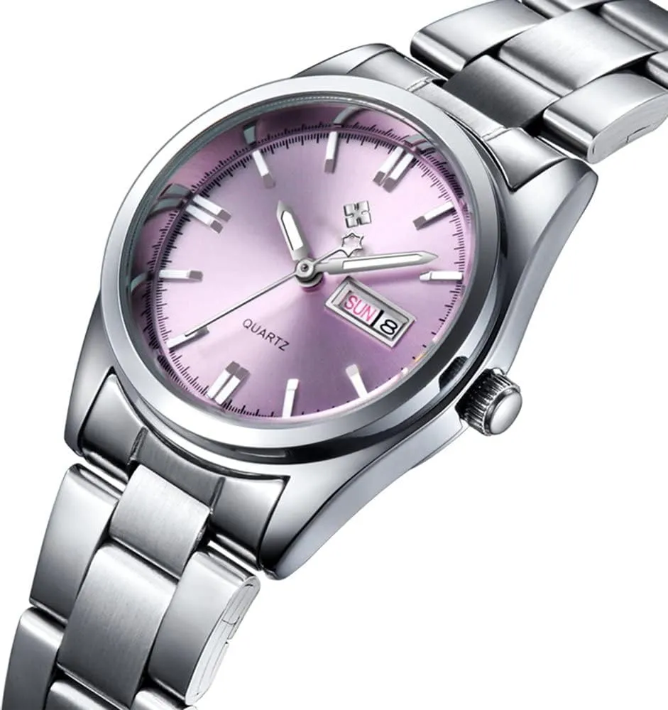 BESTKANG Watches for Women Analog Quartz Silver Stainless Steel Watches Luminous Waterproof Ladies Dress Watch