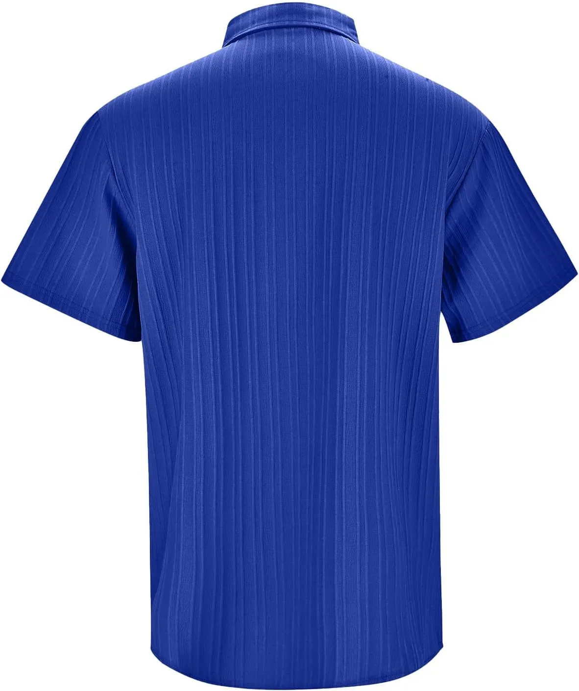 Big and Tall Linen Shirts for Men Short Sleeve Button Down Loose Casual Jacquard Striped T-Shirt Lightweight Summer Basic Tee
