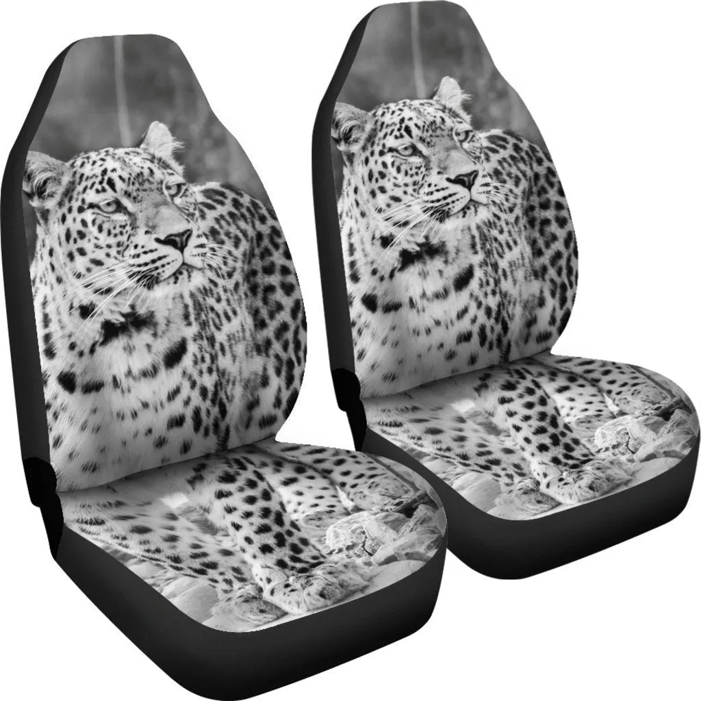 Black And White Leopard Universal Fit Car Seat Covers