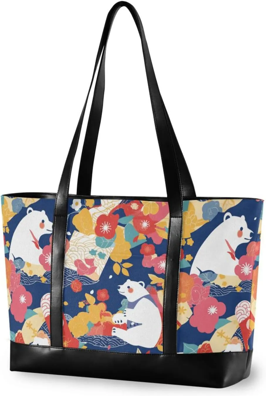 Blue Japanese Polar Bears classy laptop bag with zipper work tote bags for university with diaper maletines para mujer