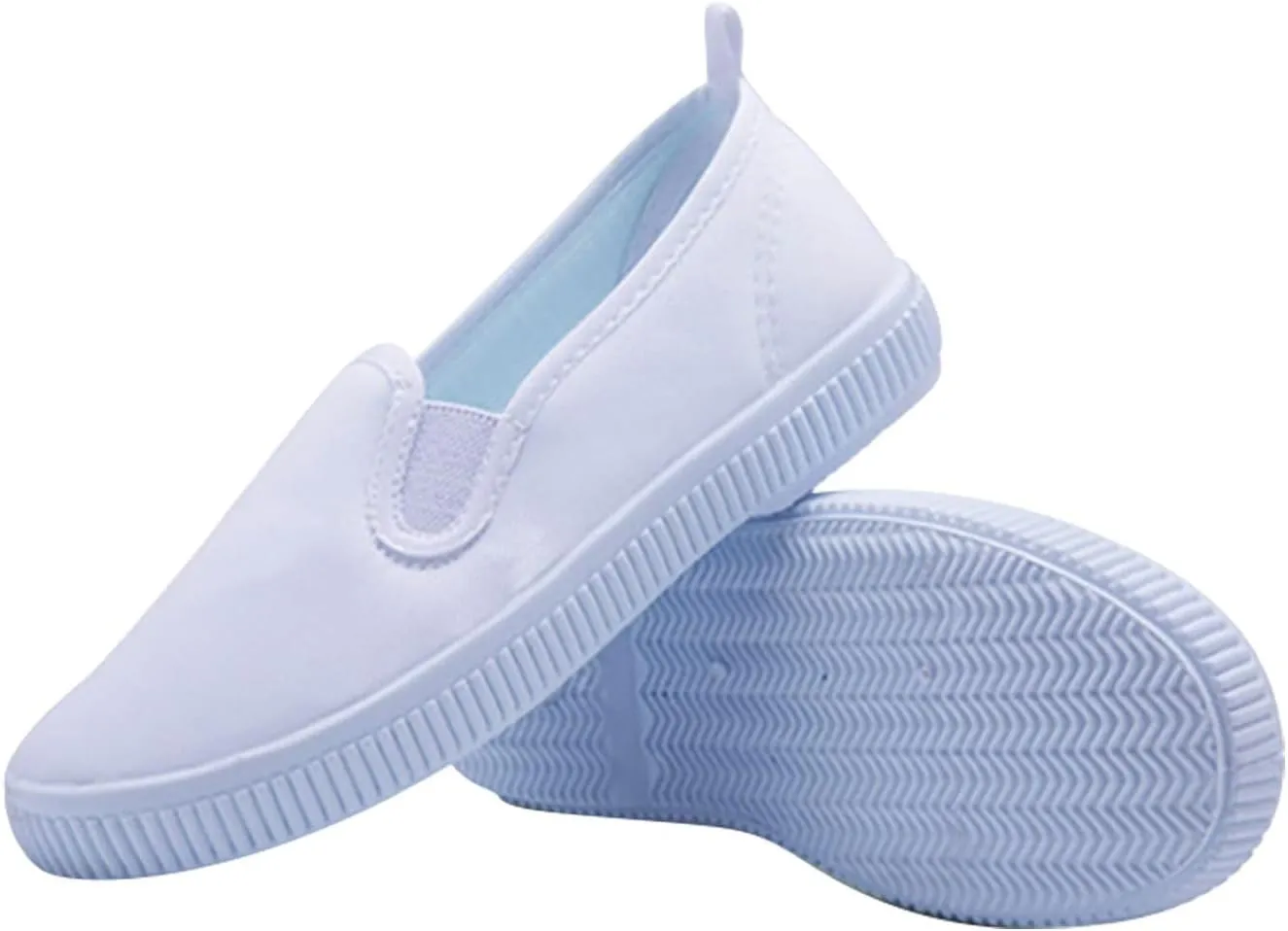 Boys Girls Toddler Canvas Sneakers Slip-On Lightweight Kids Casual Skin-Friendly Walking Running White Shoes
