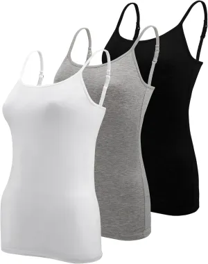 BQTQ 3 Pcs Womens Camisole Tank Top Spaghetti Strap Camisoles Ladies Undershirts