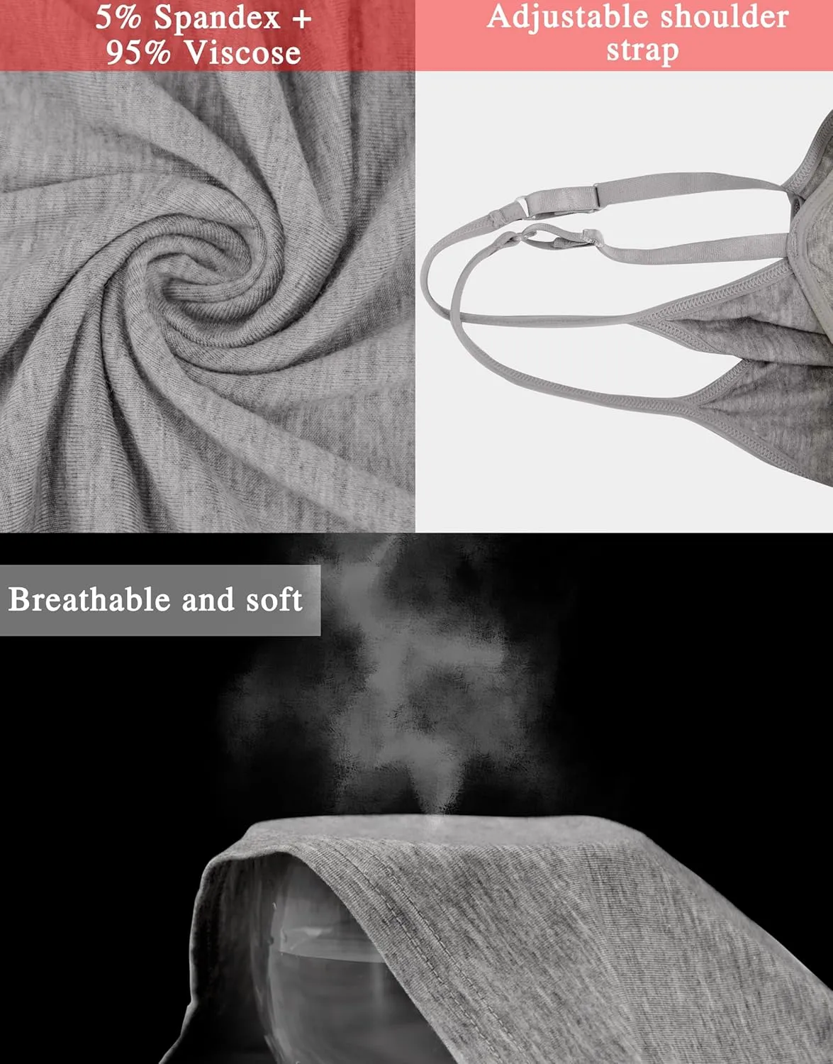 BQTQ 3 Pcs Womens Camisole Tank Top Spaghetti Strap Camisoles Ladies Undershirts