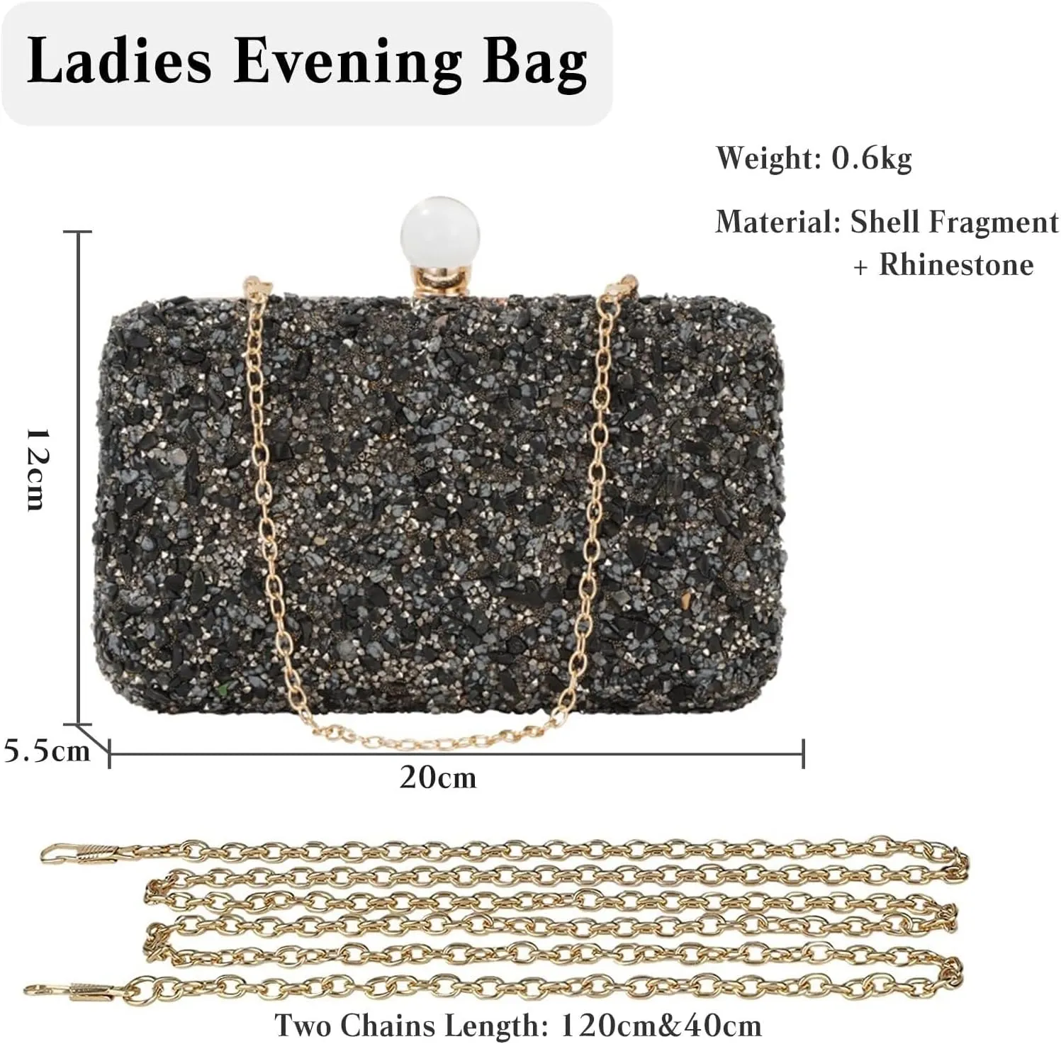 Bridal Wedding Purse Sparkly Crossbody Elegant Shoulder Women Evening Rhinestone Clutch Ladies Handbag