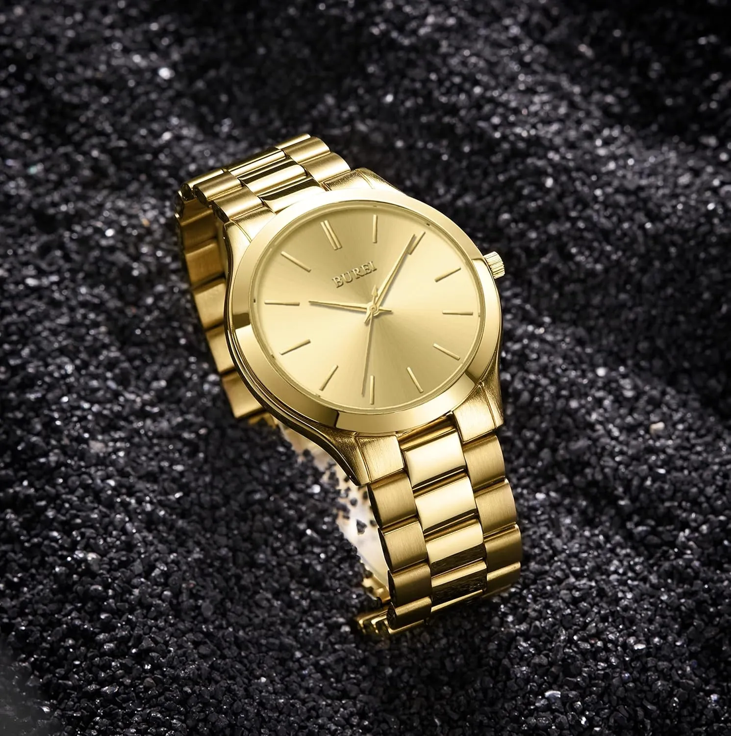 BUREI Fashion Minimalist Business Men's Watches Stainelss Steel Wrist Watch Waterprpoof Analog Quartz Watch for Men, Valentines Day Gifts for Men