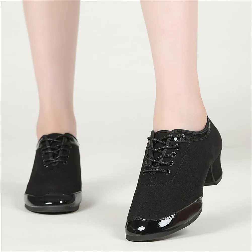 Canvas Ballroom Practice Dance Shoes, Breathable Ballet Dancing Sneakers for Female Closed Toe Latin Modern Performance Shoes
