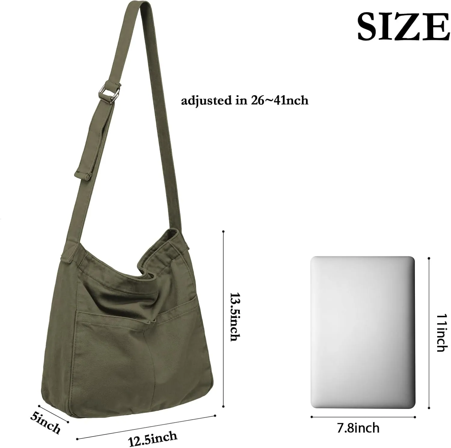 Canvas Tote Bag for Women, Large Crossbody Hobo Bag Casual Shoulder Bag Shopping Handbags Messenger Bags (Green)
