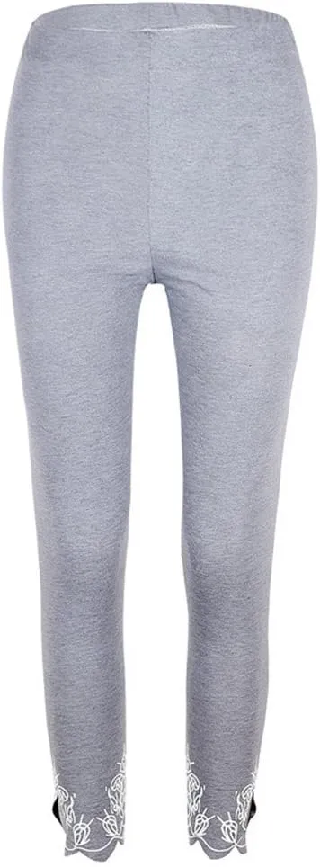 Capris Pants for Women High Waisted Yoga Cropped Pants Plus Size Summer Athletic Exercise Workout Lace Leggings Tights