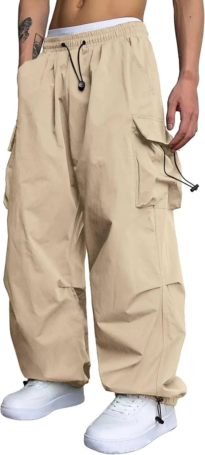 Cargo Joggers Men Stretch Casual Joggers Elastic Waist Drawstring Streetwear Pant Sweatpants with Pockets