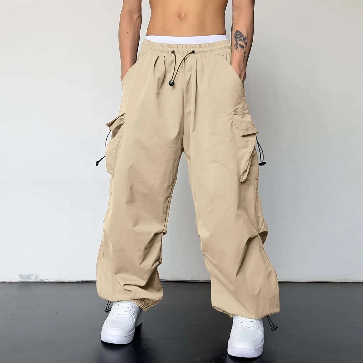 Cargo Joggers Men Stretch Casual Joggers Elastic Waist Drawstring Streetwear Pant Sweatpants with Pockets