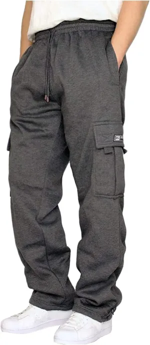 Cargo Sweatpants for Men Plus Size Drawstring Waist Joggers with Pockets Baggy Open Bottom Athletic Sweat Pants