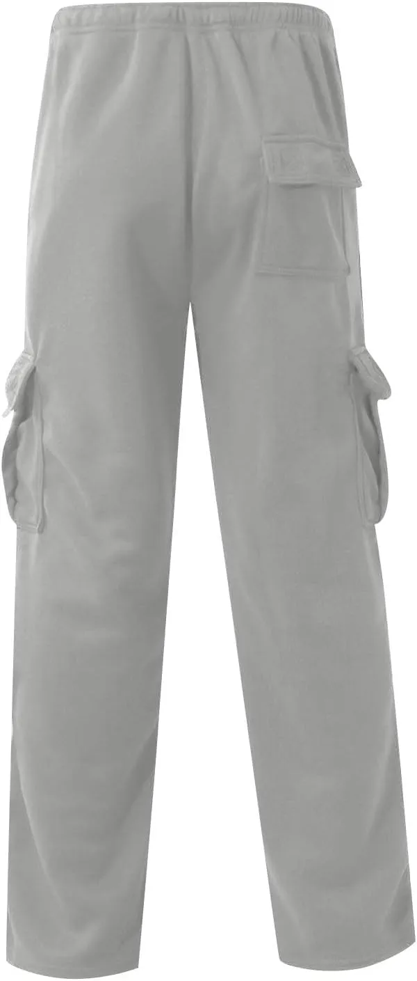 Cargo Sweatpants for Men Plus Size Drawstring Waist Open Bottom Sweatpants Comfy Cotton Lounge Pants with Pockets