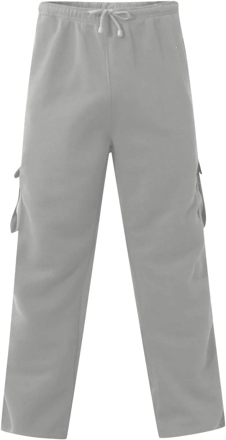 Cargo Sweatpants for Men Plus Size Drawstring Waist Open Bottom Sweatpants Comfy Cotton Lounge Pants with Pockets