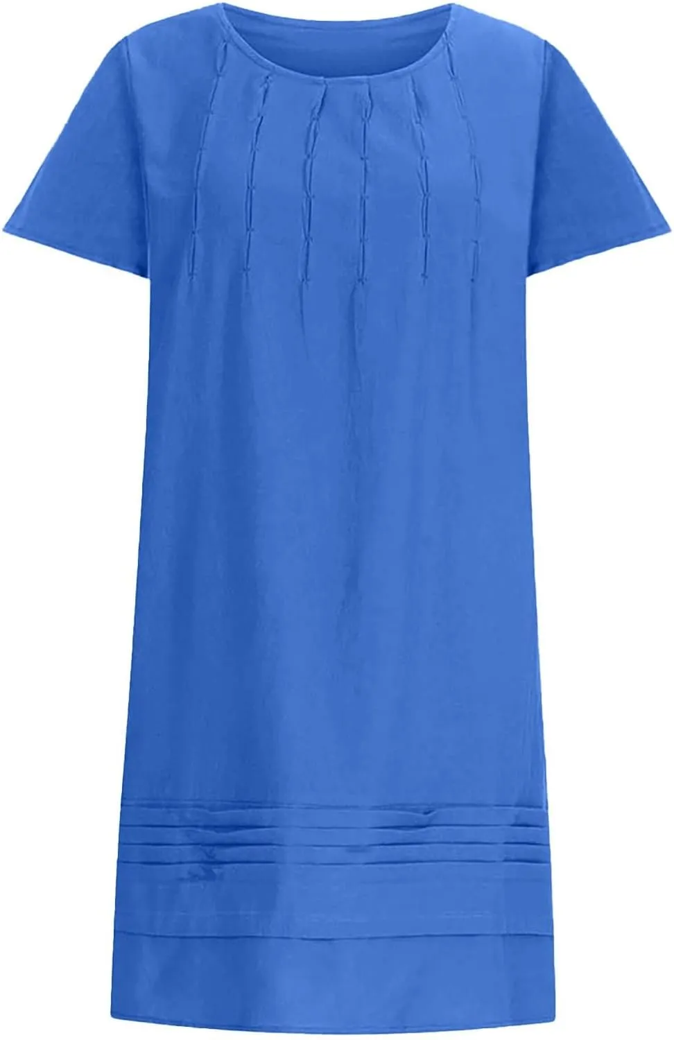 Casual Summer Dresses for Women 2025,Women's Cotton Linen Midi Dress Plus Size Short Sleeve Pleated Summer Beach Dresses