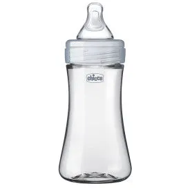 Chicco Duo 9oz. Hybrid Baby Bottle with Invinci-Glass Inside/Plastic Outside in Clear/Grey