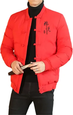 Chinese Style Parka Men's Retro Chinese Knot Buttons Vintage Coats Male Warm Cotton-Padded Autumn Winter Men Jacket