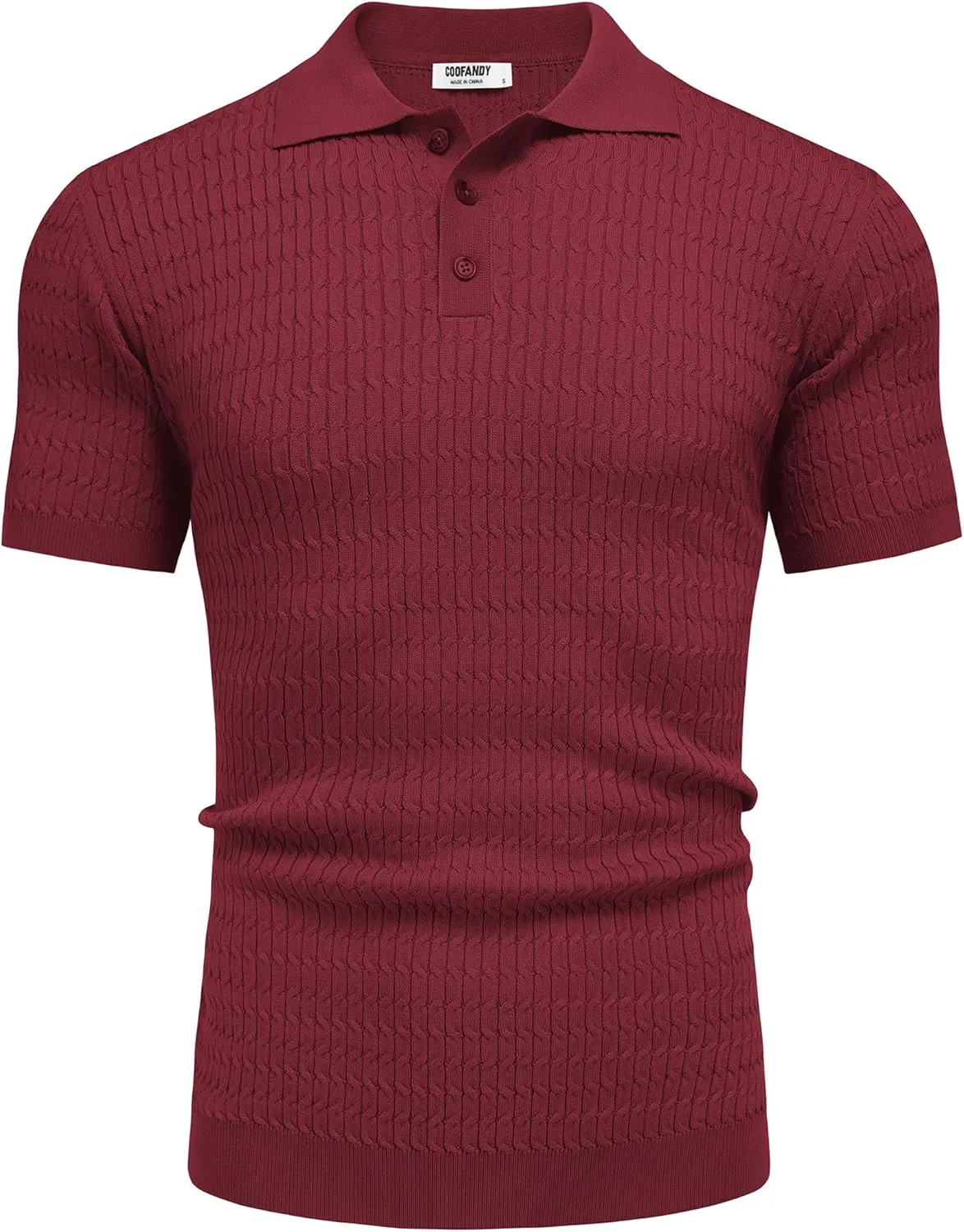 COOFANDY Mens Knit Polo Shirt Short Sleeve Vintage Textured Casual Golf Shirts Summer Beach Top