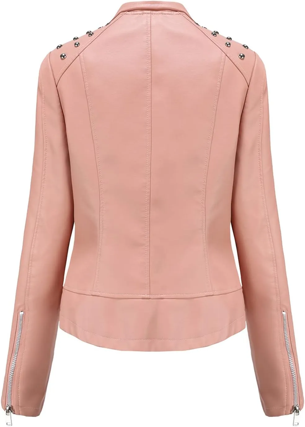 cooki Women's Fashion Slim Fit Zip up Faux Leather Biker Jacket Faux Leather Moto Jacket Casual Short PU Biker Coats