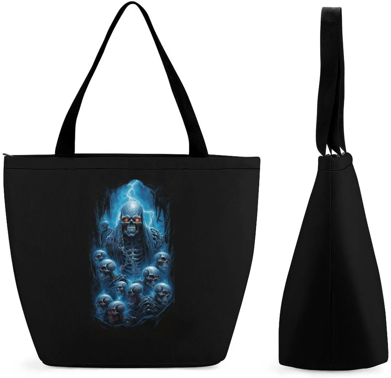 Cool Skulls Pattern Womens Tote Bag Purse with Zippered Shoulder Handbags For Work