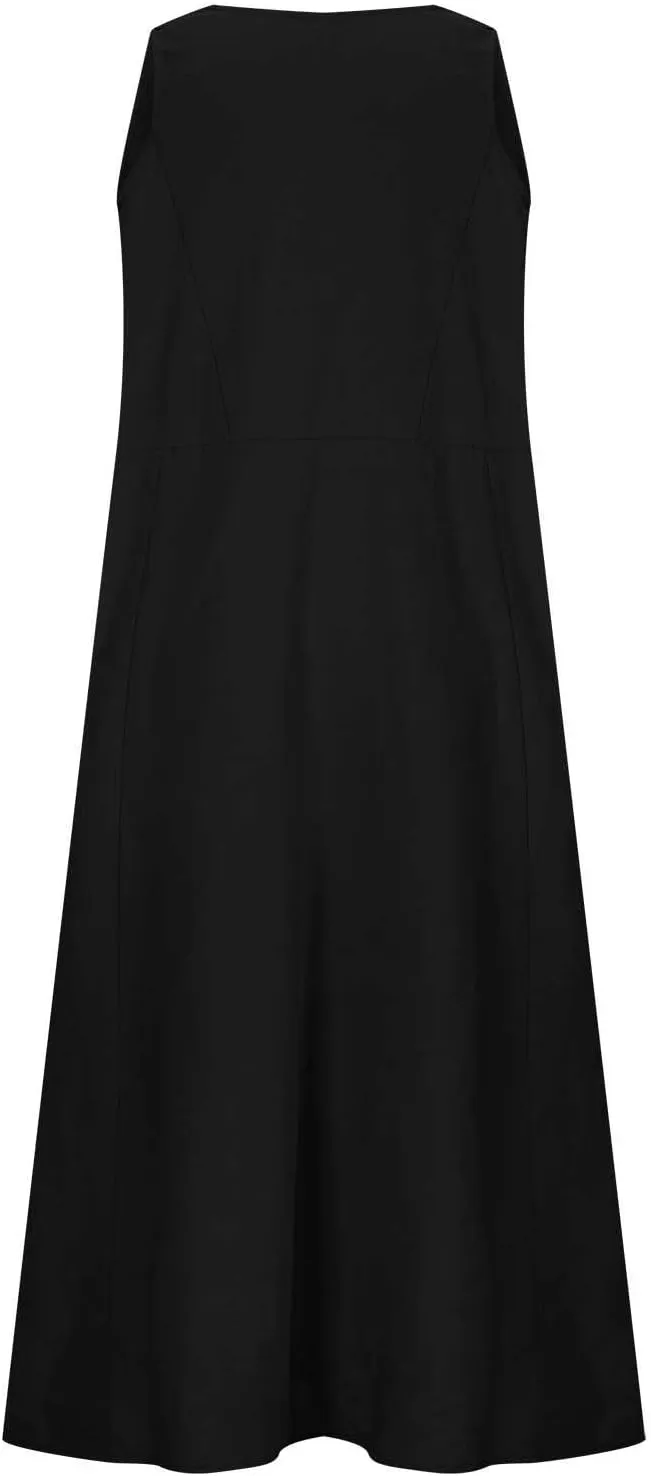 Cotton Linen Dresses for Women 2025 Casual Sleeveless Long Tank Summer Maxi Dress Casual Spring Beach Vacation Outfits