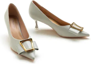C.Paravano Women's Kitten Heel Pumps-Pointed Toe Wedding Shoes with Metal Buckle|Breathable Soft Leather for Office Attire, Cocktail Parties,Date Nights, Spring/Summer Events