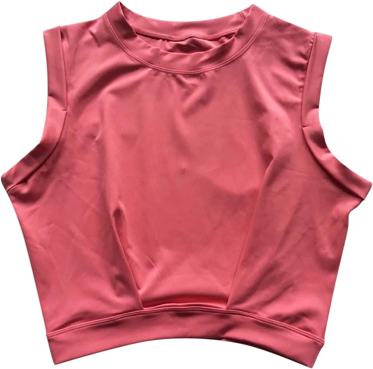 Crop Top Athletic Shirts for Women Cute Sleeveless Yoga Tops Running Gym Cotton Cropped Workout Clothes