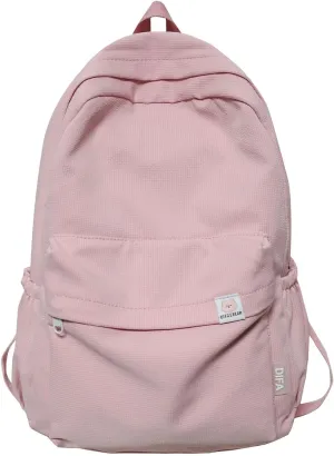 Cute Aesthetic Backpack Y2K Simple Solid Color Kawaii Backpacks Travel Laptop Backpack (Pink)