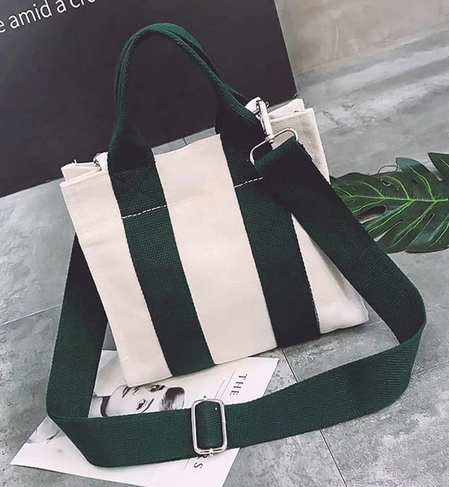 Cute Small Canvas Tote Bag for Women Multiple Pockets Cute Crossbody Shoulder Bag Casual Hobo Messenger Purse Handbag