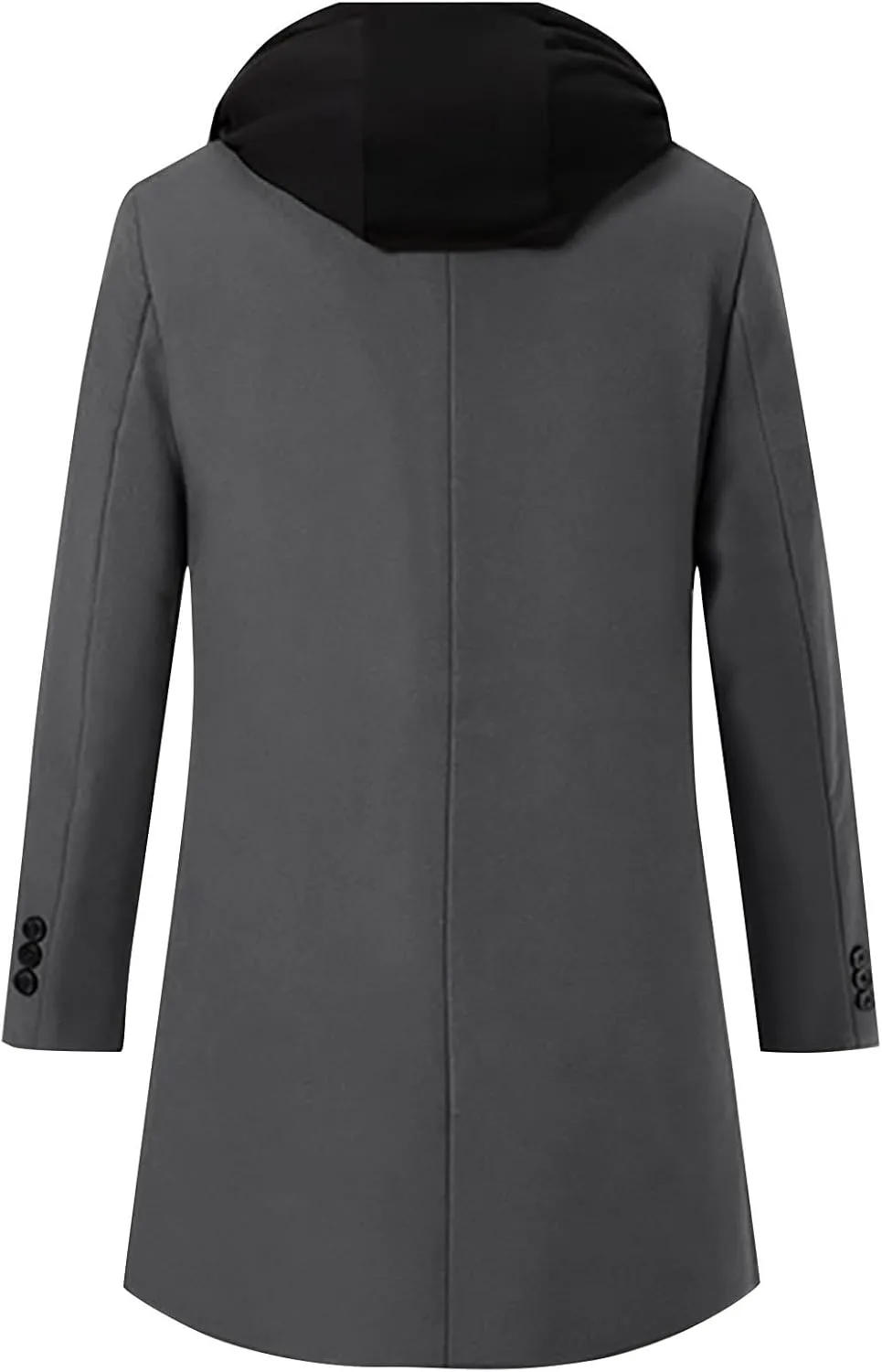 Dgoopd Hooded Trench Coat Men Wool Blend Coat Zip up Pea Coat Open Front Cardigan Casual Winter Coat Long Hoodie with Pockets