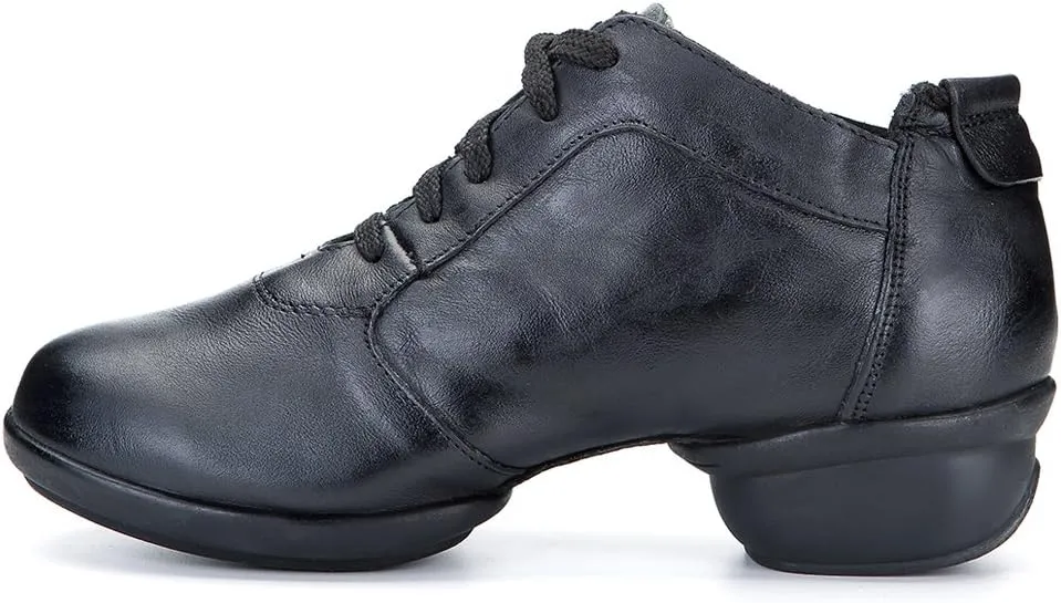 DKZSYIM Men and Women's Leather Boost Dance Sneaker/Modern Jazz Ballroom Performance Dance-Sneakers Sports Shoes,Model B65