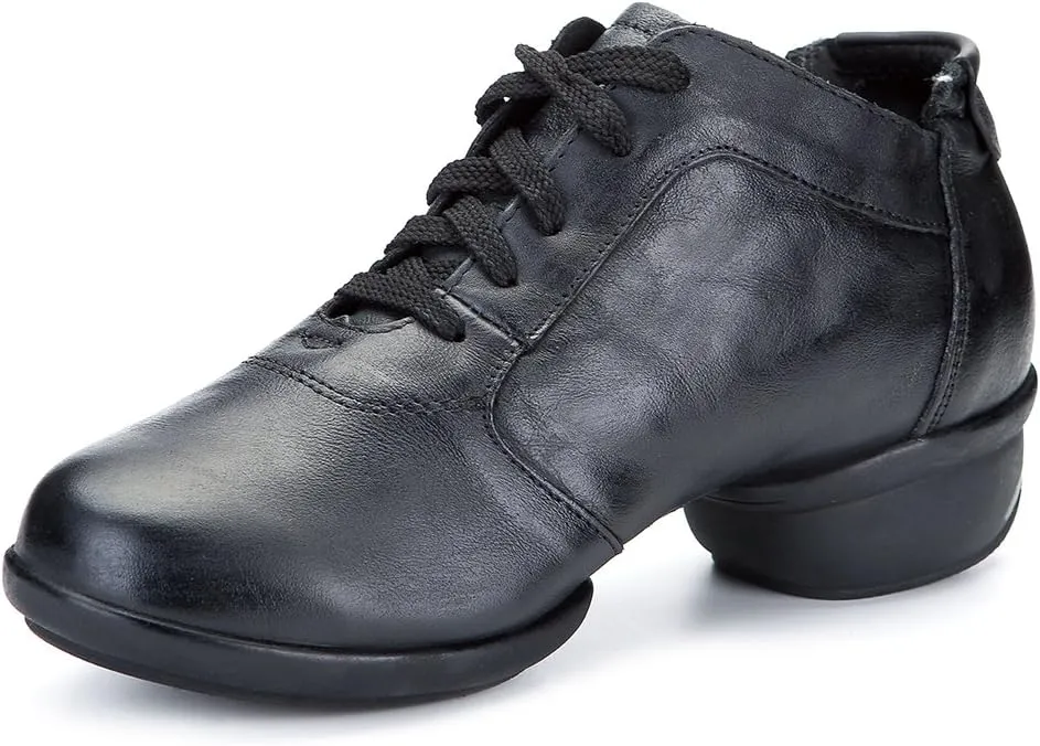 DKZSYIM Men and Women's Leather Boost Dance Sneaker/Modern Jazz Ballroom Performance Dance-Sneakers Sports Shoes,Model B65