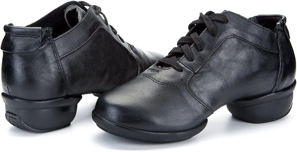 DKZSYIM Men and Women's Leather Boost Dance Sneaker/Modern Jazz Ballroom Performance Dance-Sneakers Sports Shoes,Model B65