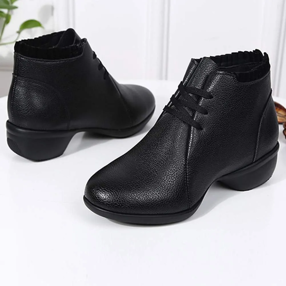 DKZSYIM Women's Leather Boost Dance Sneaker/Modern Jazz Ballroom Performance Dance-Sneakers Sports Shoes,Model YMJ1818