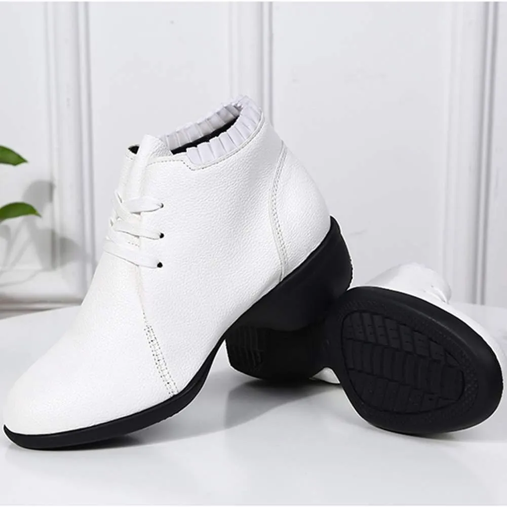 DKZSYIM Women's Leather Boost Dance Sneaker/Modern Jazz Ballroom Performance Dance-Sneakers Sports Shoes,Model YMJ1818