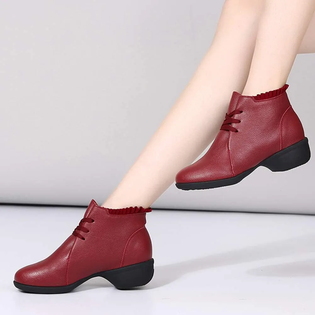 DKZSYIM Women's Leather Boost Dance Sneaker/Modern Jazz Ballroom Performance Dance-Sneakers Sports Shoes,Model YMJ1818