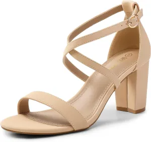 DREAM PAIRS Womens Ankle Strap Dress Low Chunky Block Open Toe Heel Sandals for Party Wedding