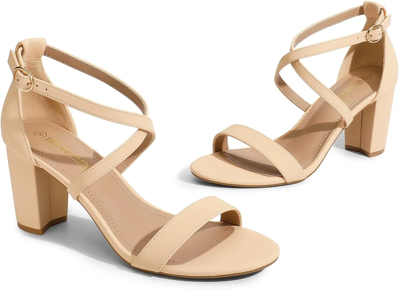 DREAM PAIRS Womens Ankle Strap Dress Low Chunky Block Open Toe Heel Sandals for Party Wedding