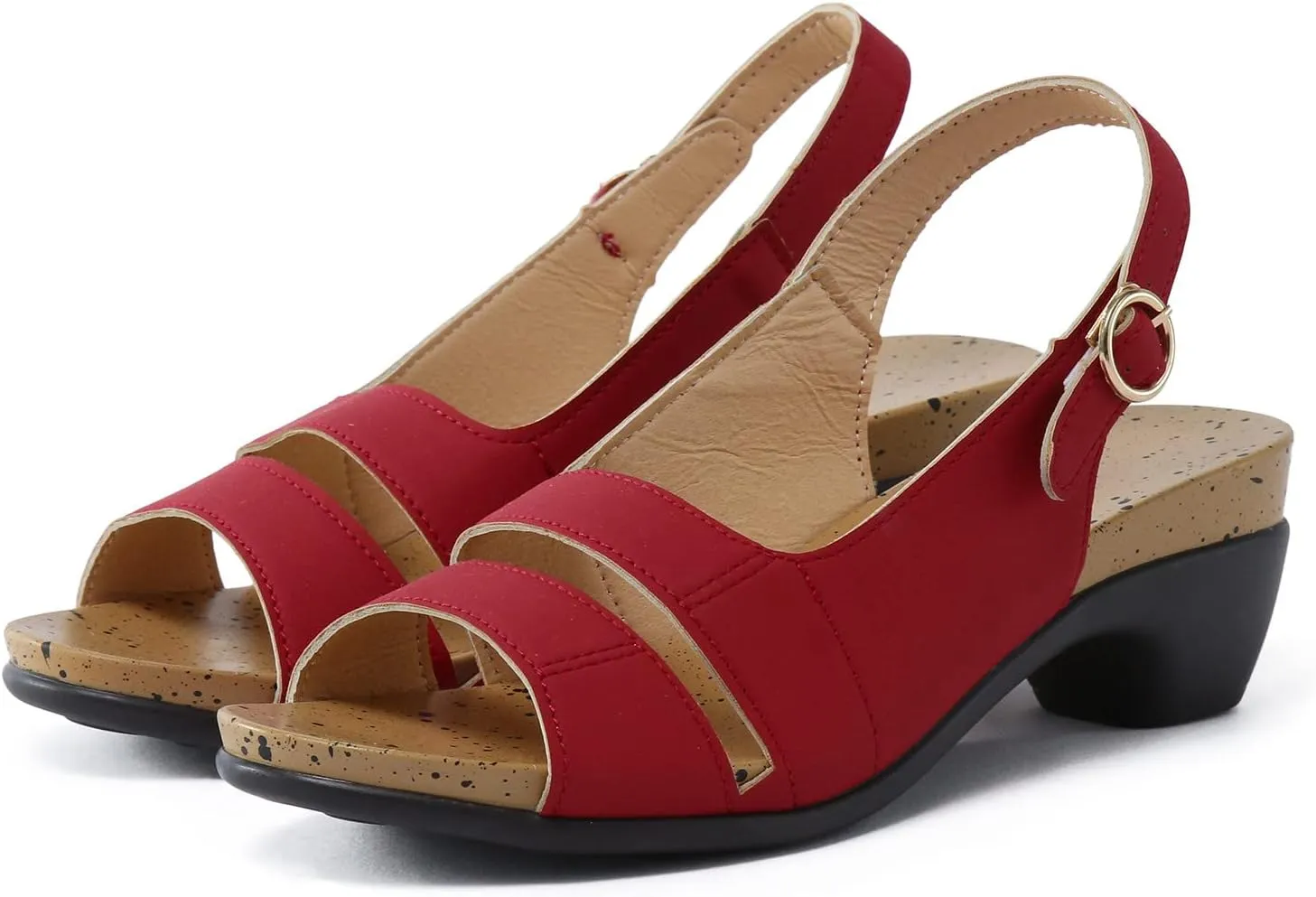 Eduavar Orthopedic Sandals for Women, Sandals Women Fashion Summer Casual Elegant Low Heel Sandals with Ankle Strap