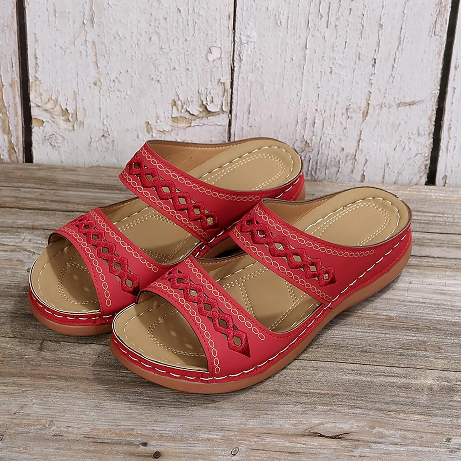 Eduavar Sandals for Women Casual Summer, Women Sandals Dressy Wedge Sandals with Arch Support Anti-Slip Comfy Sandal