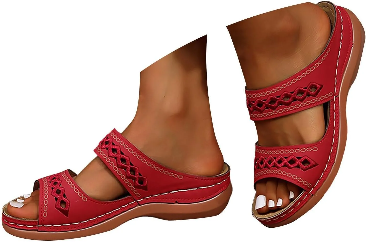 Eduavar Sandals for Women Casual Summer, Women Sandals Dressy Wedge Sandals with Arch Support Anti-Slip Comfy Sandal