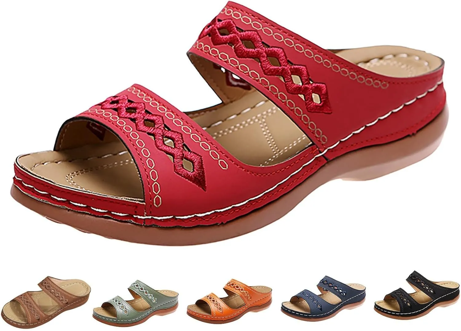 Eduavar Sandals for Women Casual Summer, Women Sandals Dressy Wedge Sandals with Arch Support Anti-Slip Comfy Sandal