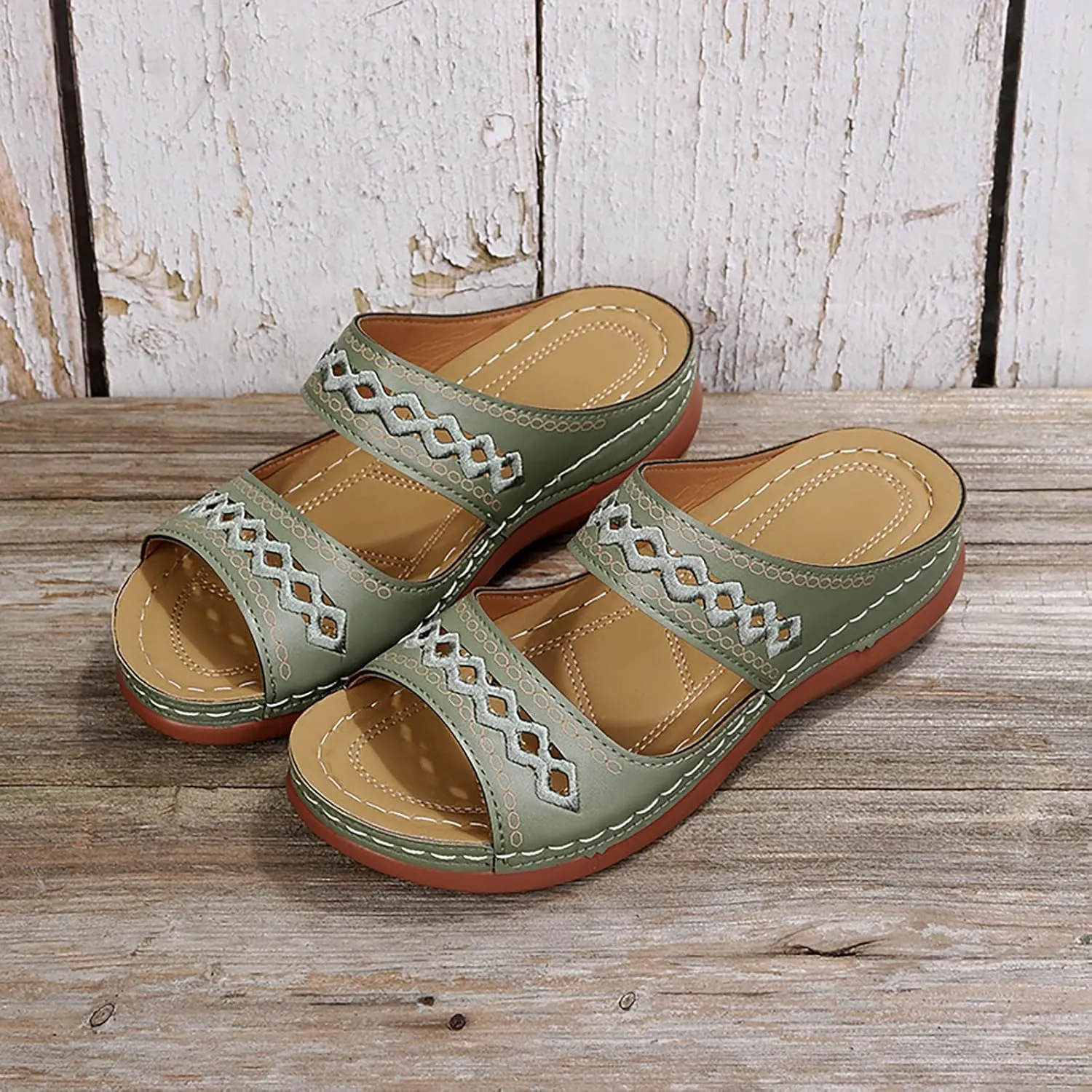 Eduavar Sandals for Women Dressy Summer, Walking Sandals Women Comfort Summer Casual Beach Sandals Slippers with Arch Support