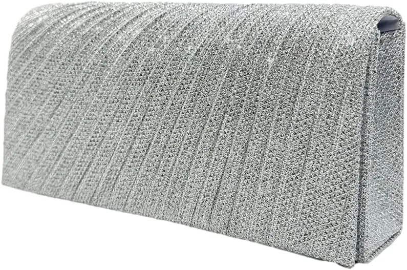 Elegant Evening Clutch Purse Sparkling Party Pleated Handbag Women Formal Party Clutch Bags for Weddings and Parties