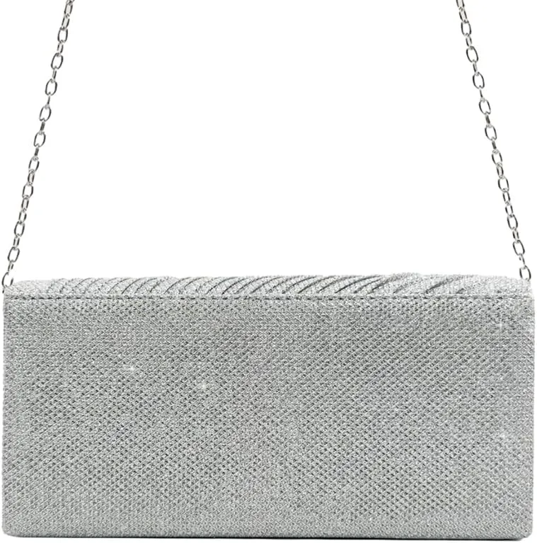 Elegant Evening Clutch Purse Sparkling Party Pleated Handbag Women Formal Party Clutch Bags for Weddings and Parties