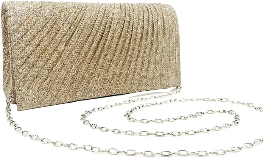 Elegant Evening Clutch Purse Sparkling Party Pleated Handbag Women Formal Party Clutch Bags for Weddings and Parties