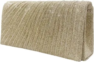 Elegant Evening Clutch Purse Sparkling Party Pleated Handbag Women Formal Party Clutch Bags for Weddings and Parties